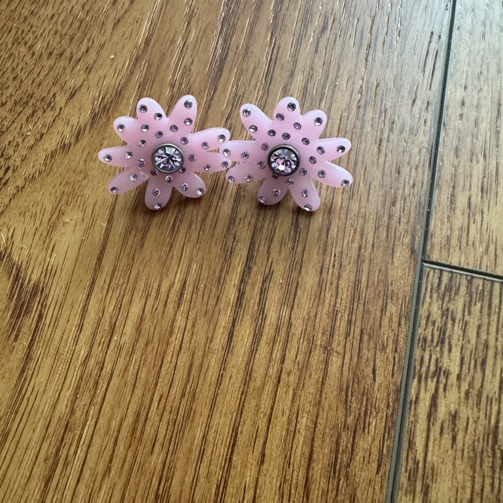 Kurt Geiger Large Pink Flower Earrings